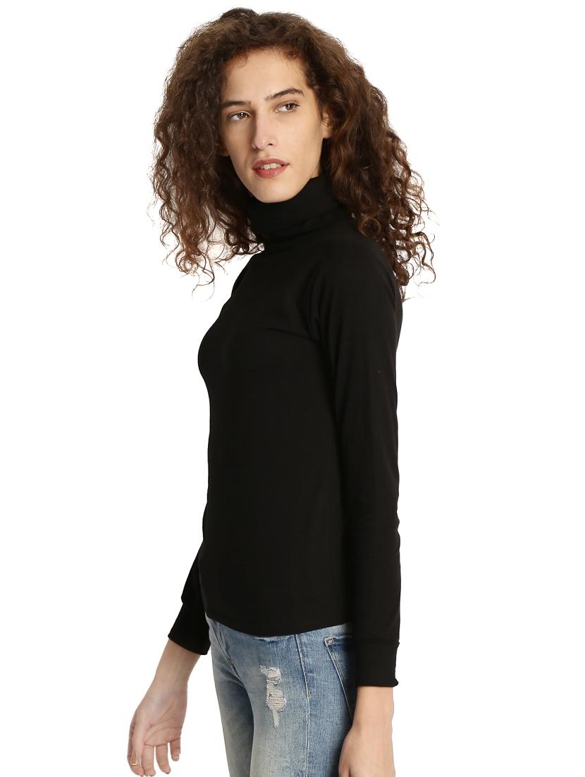 black solid turtle neck tee - 15921963 - Zoom Image - 2
