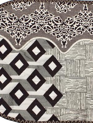 polyester fabric geometric design sofa covers set of 6 seater - black & beige - 15922519 - Standard Image - 2