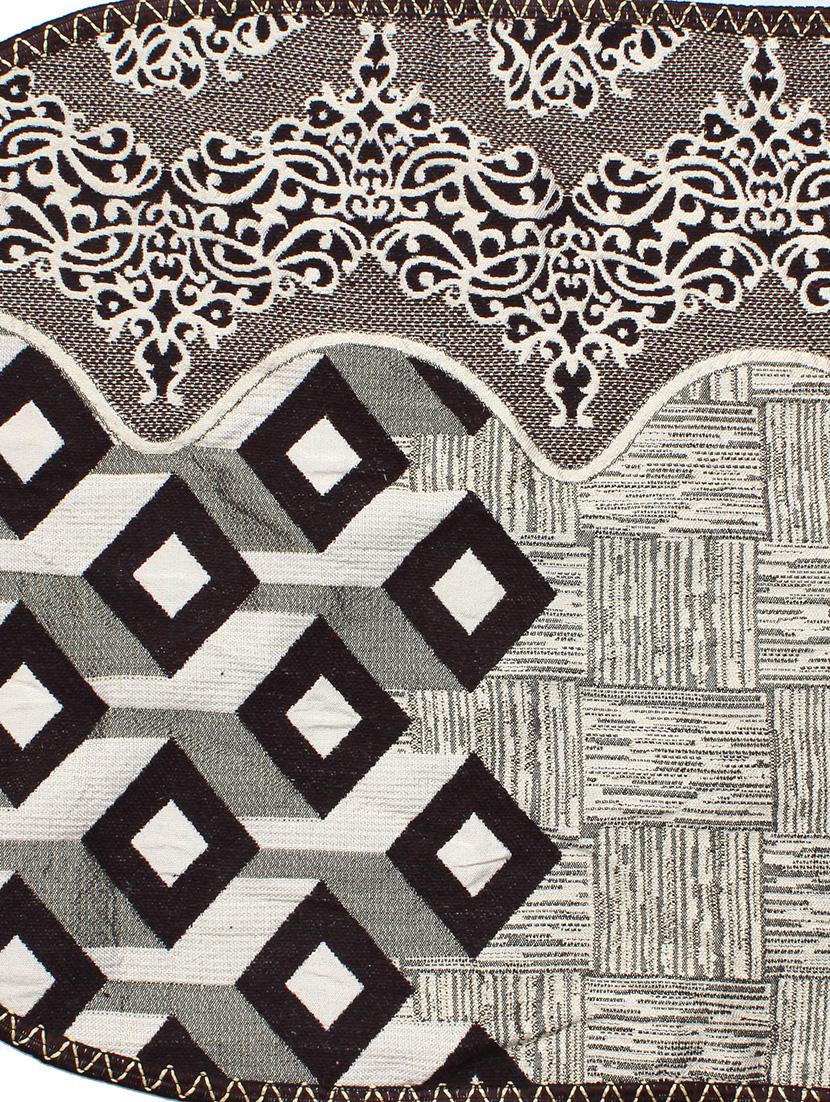polyester fabric geometric design sofa covers set of 6 seater - black & beige - 15922519 - Zoom Image - 2