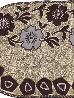 polyester fabric floral design sofa covers set of 6 seater - black & gold - 15922524 - Standard Image - 2
