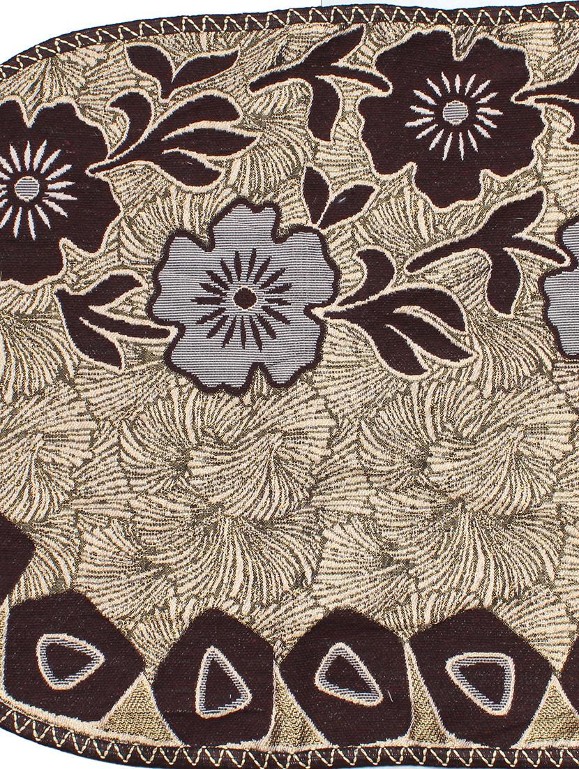 polyester fabric floral design sofa covers set of 6 seater - black & gold - 15922524 - Zoom Image - 2