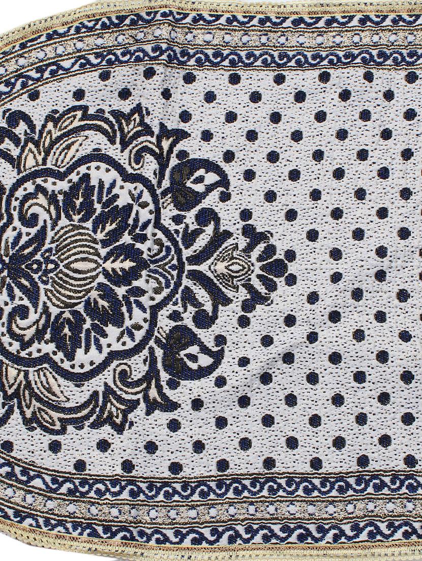 polyester fabric ethnic design sofa covers set of 6 seater - silver & maroon - 15922534 - Zoom Image - 2