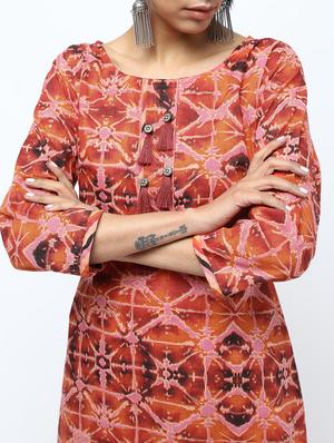 printed straight kurta with tassels - 15922552 - Standard Image - 5
