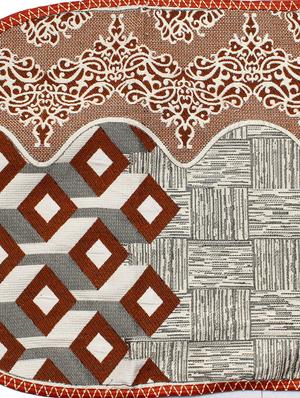 polyester fabric geometric design sofa covers set of 6 seater - black & beige - 15922557 - Standard Image - 2