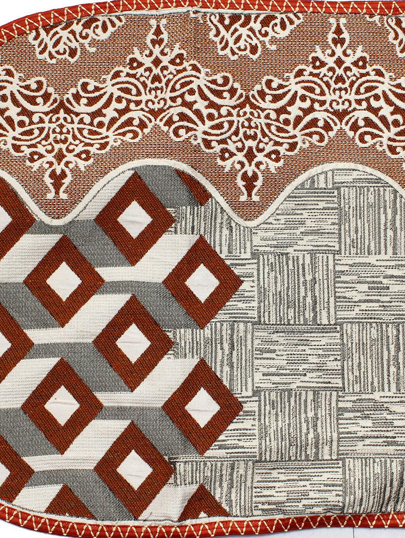 polyester fabric geometric design sofa covers set of 6 seater - black & beige - 15922557 - Zoom Image - 2