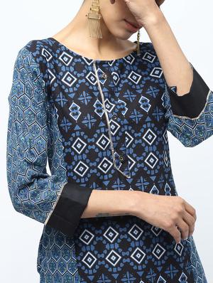 printed kurta with sharara set - 15922561 - Standard Image - 5