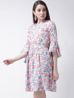 bell sleeved floral a-line dress - 15923012 - Standard Image - 2