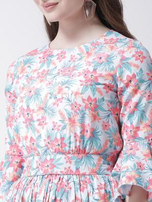bell sleeved floral a-line dress - 15923012 - Standard Image - 5