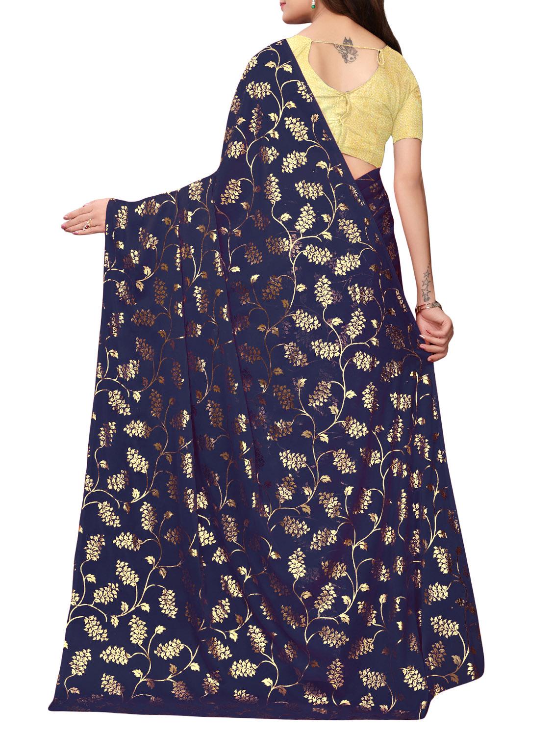 floral printed saree with blouse - 15923440 - Zoom Image - 2