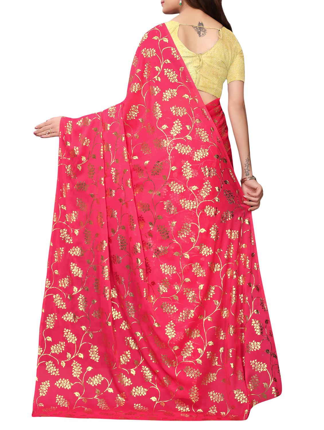 floral printed saree with blouse - 15923441 - Zoom Image - 2