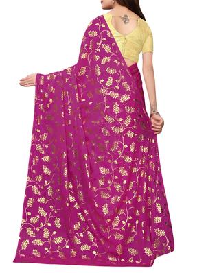 foil printed saree with blouse with blouse - 15923443 - Standard Image - 2