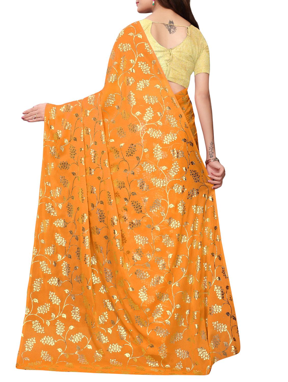 floral printed saree with blouse - 15923444 - Zoom Image - 2