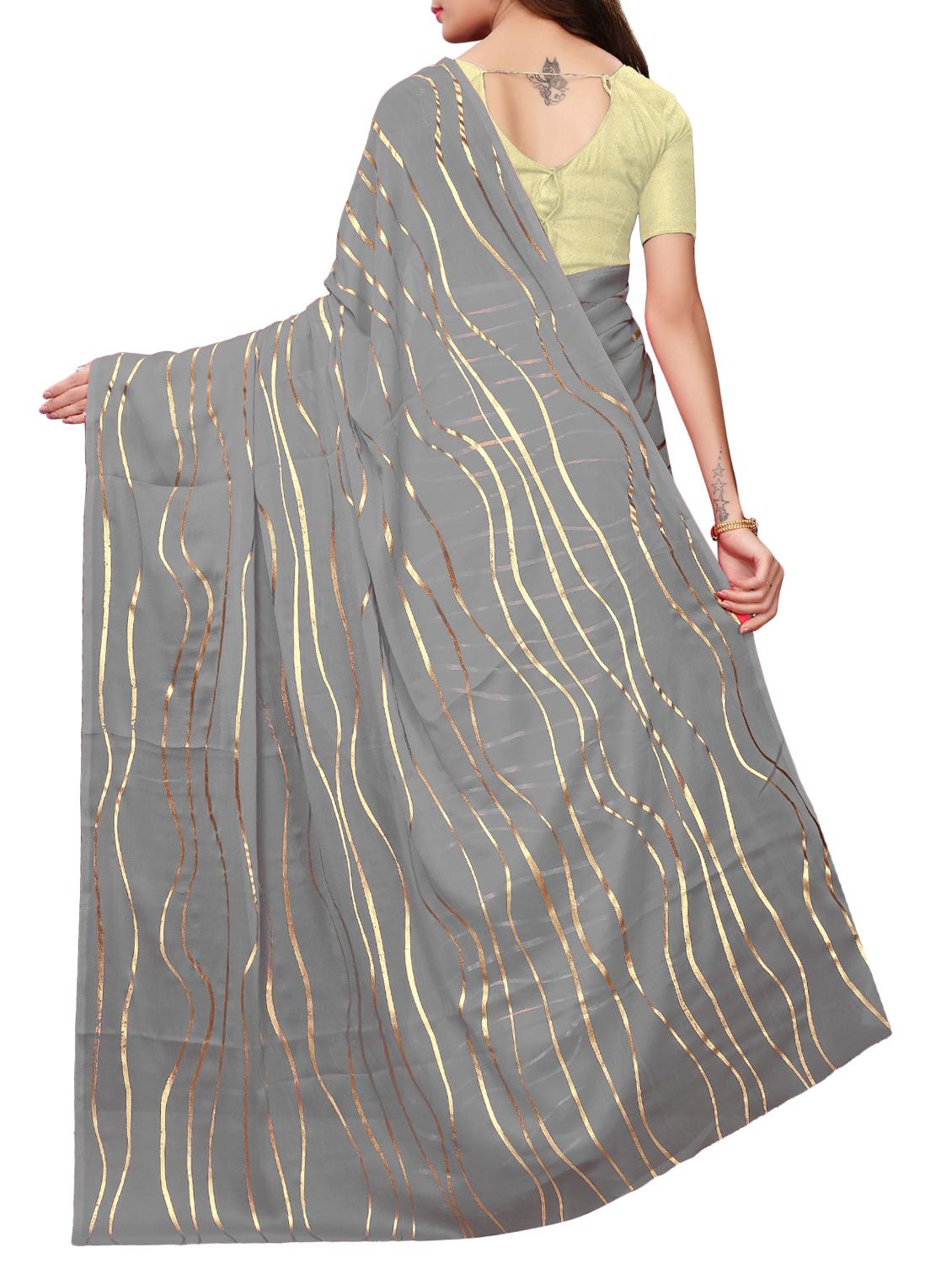 geometric printed saree with blouse - 15923446 - Zoom Image - 2