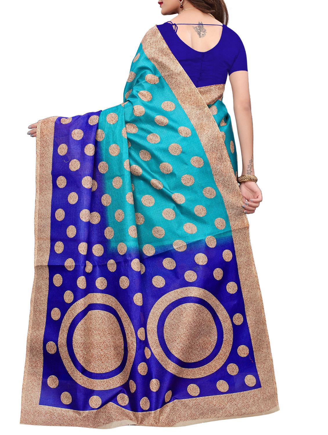 polka dot printed saree with blouse - 15923453 - Zoom Image - 2
