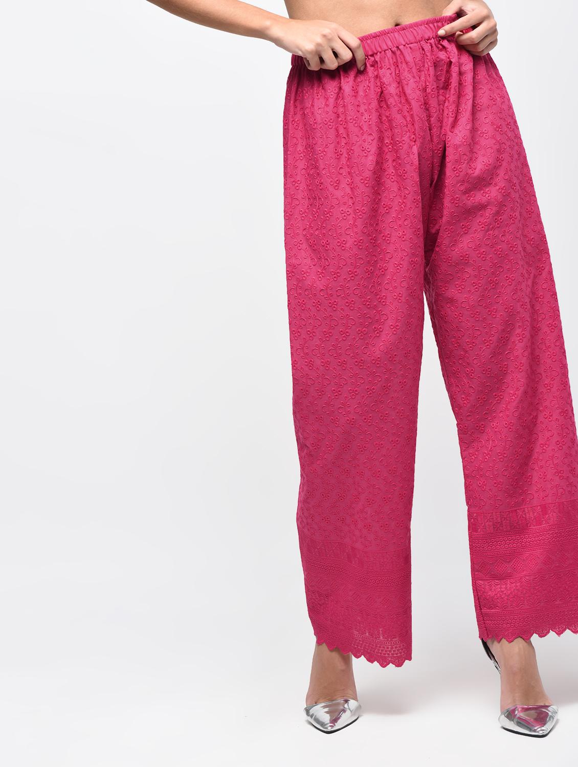 chikenkari embroidered palazzo - 15923482 - Zoom Image - 2