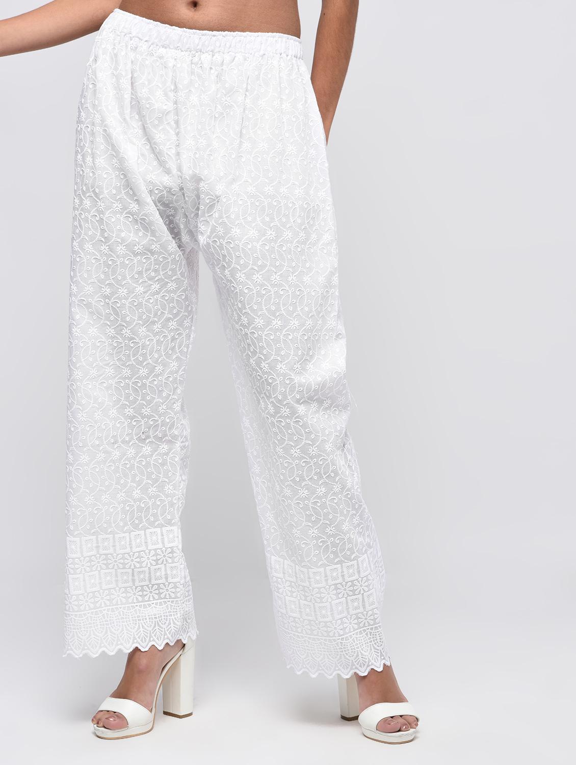 chikenkari embroidered palazzo - 15923485 - Zoom Image - 2