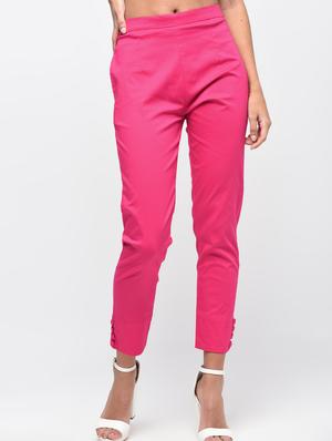 button detail flat front trousers - 15923501 - Standard Image - 2