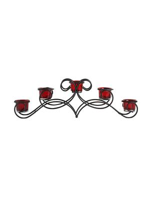 home sparkle five arm black iron candle tealight holder with glass cup stand centerpiece table décor - 15924172 - Standard Image - 5