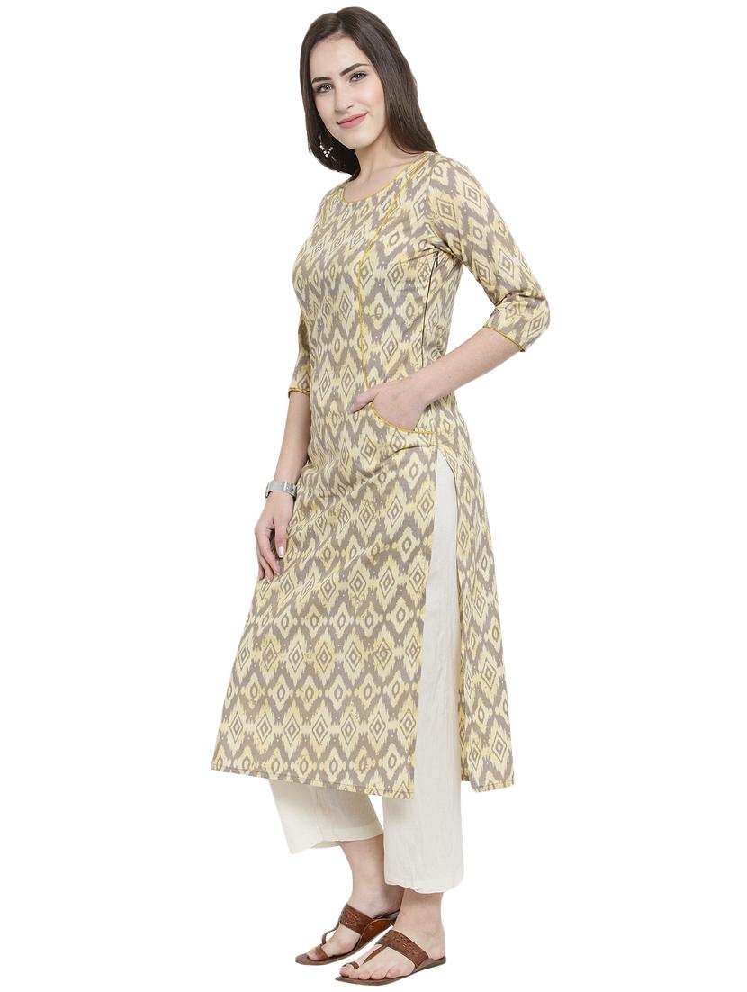 printed straight kurta with pockets - 15924304 - Zoom Image - 2
