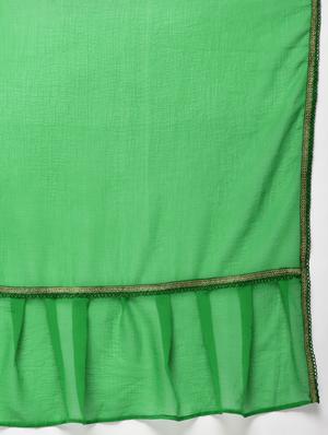 ruffle border green fusion saree with blouse - 15924769 - Standard Image - 5