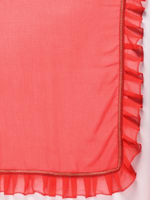 ruffle lace border red saree with blouse - 15924770 - Standard Image - 5