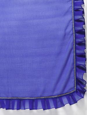 ruffle lace border blue saree with blouse - 15924773 - Standard Image - 5