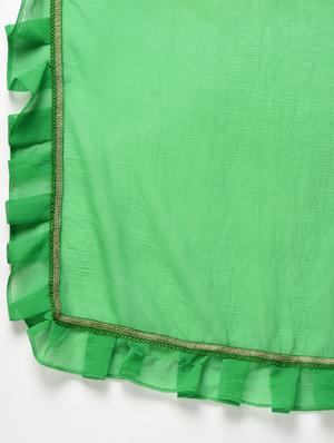 ruffle lace border green saree with blouse - 15924775 - Standard Image - 5