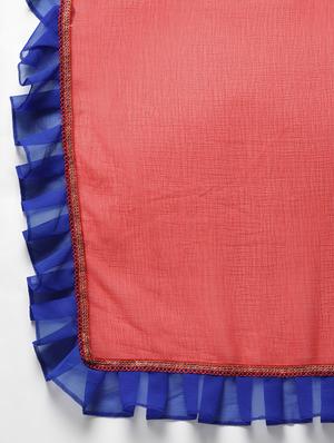 ruffle border red fusion saree with blouse - 15924780 - Standard Image - 5