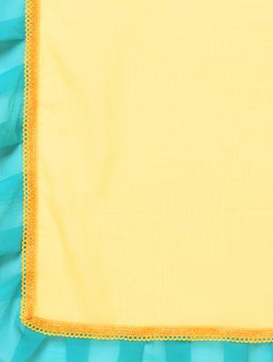 ruffle border yellow fusion saree with blouse - 15924781 - Standard Image - 5