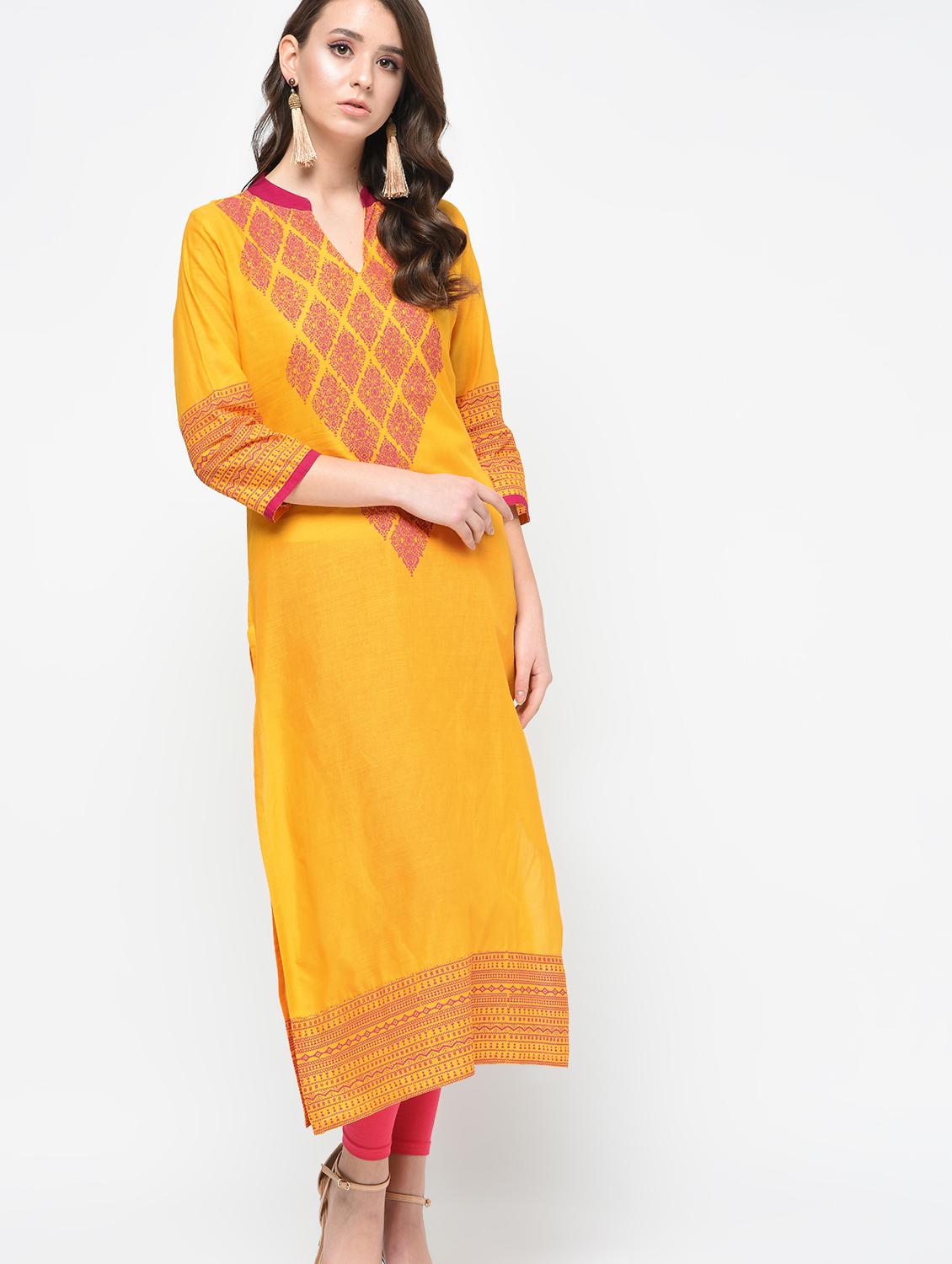 block print straight kurta - 15925463 - Zoom Image - 2
