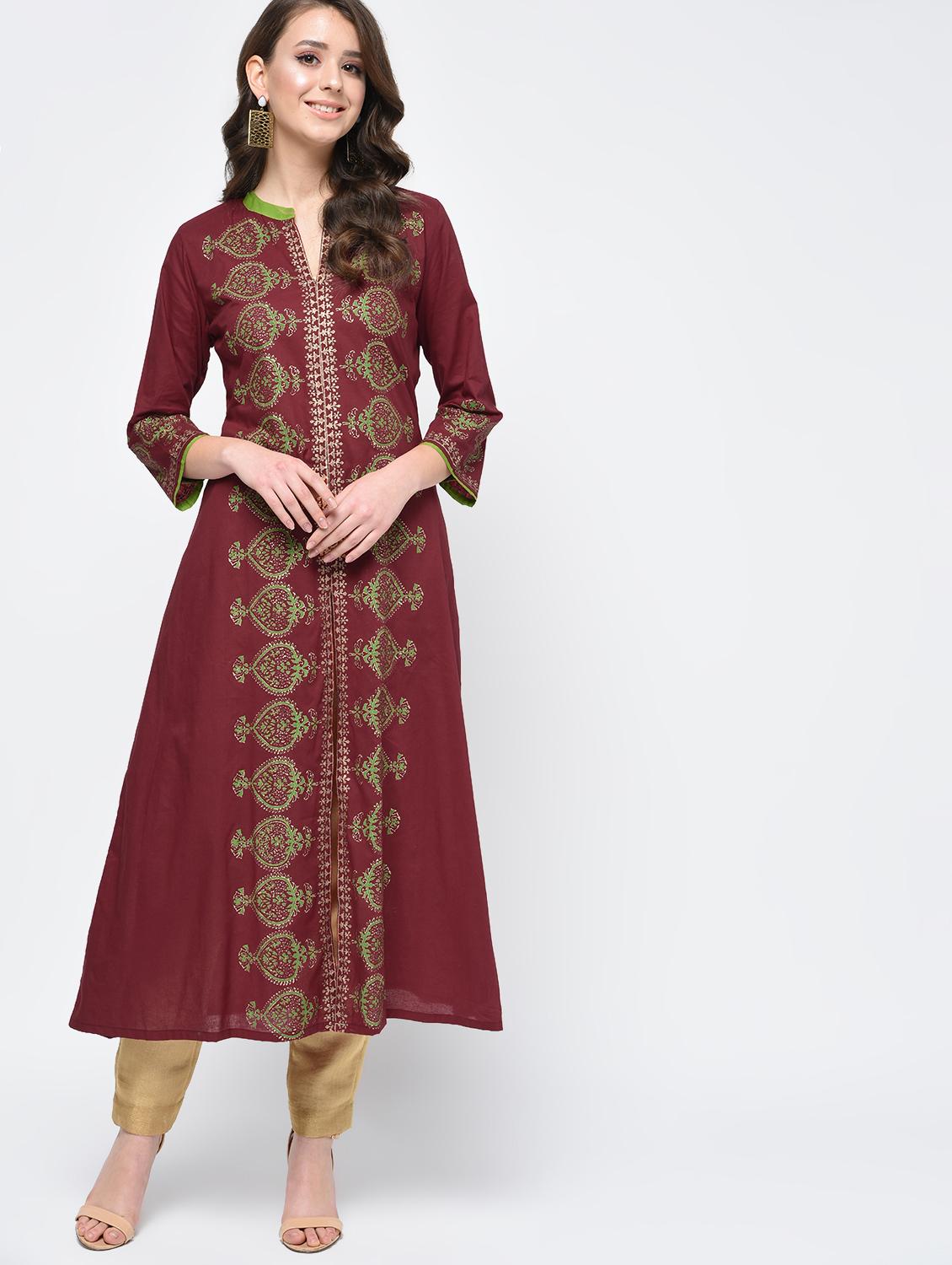 block print a-line kurta - 15925466 - Zoom Image - 2