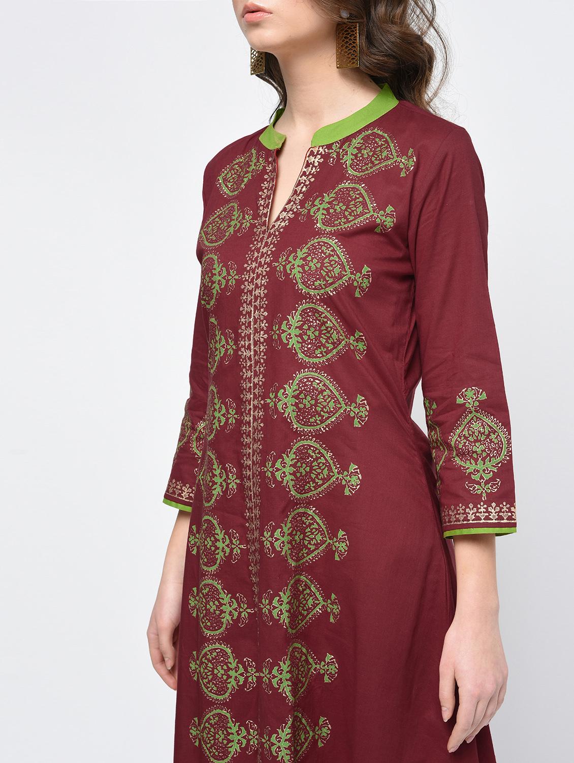 block print a-line kurta - 15925466 - Zoom Image - 5