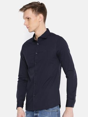 navy blue cotton casual shirt - 15925507 - Standard Image - 2