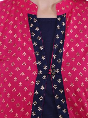 foil print kurta with jacket - 15926431 - Standard Image - 5