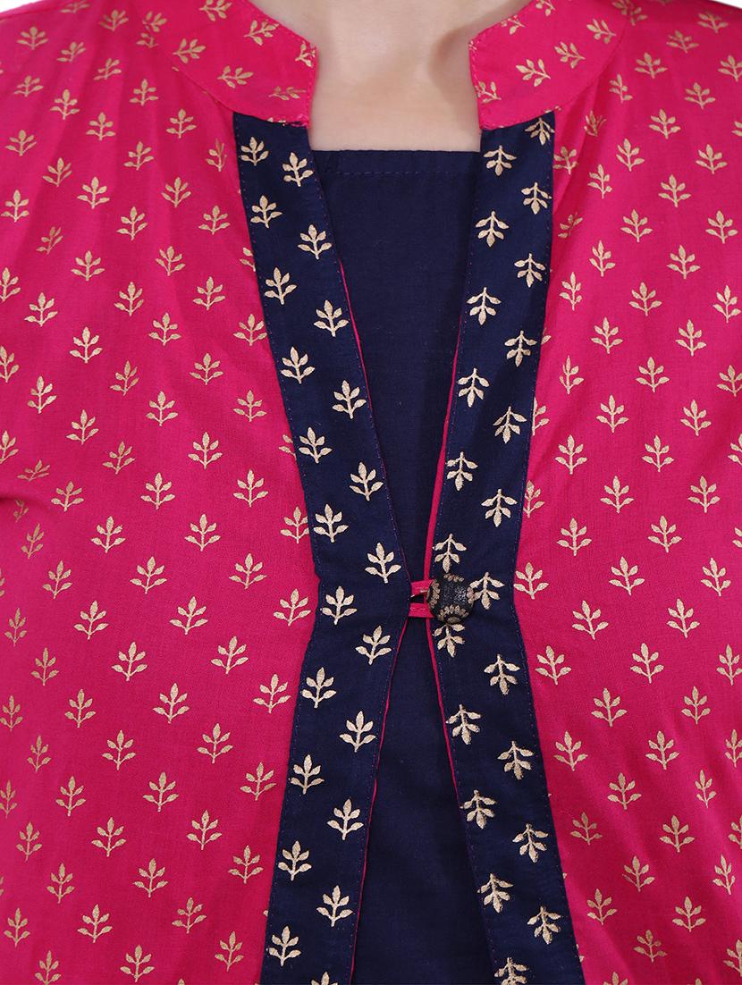 foil print kurta with jacket - 15926431 - Zoom Image - 5