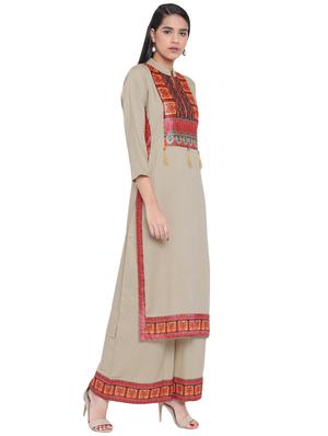 Printed kurta with palazzo set - 15926436 - Standard Image - 2