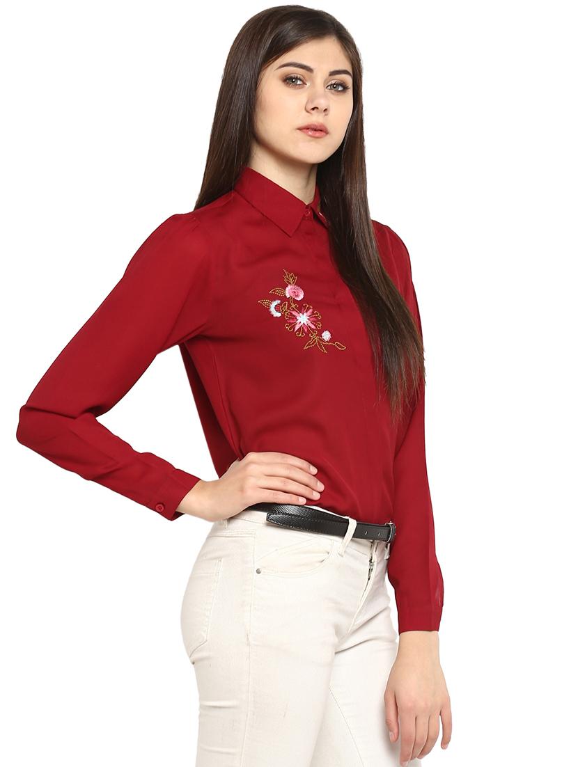 concealed placket embroidered shirt - 15926587 - Zoom Image - 2