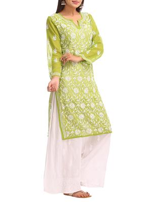 chikankari straight kurta - 15926900 - Standard Image - 2