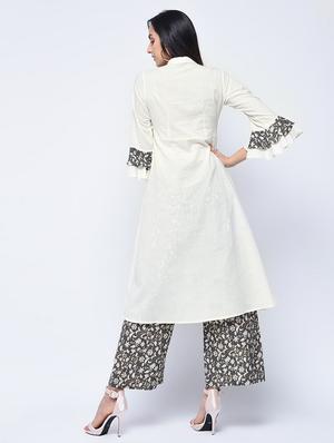 embroidered layered bell sleeved kurta palazzo set - 15926934 - Standard Image - 2
