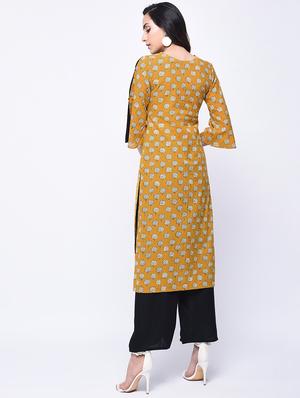 Printed front slit kurta with palazzo set - 15926956 - Standard Image - 2