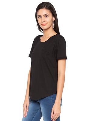 pocket detail curved hem tee - 15927489 - Standard Image - 2