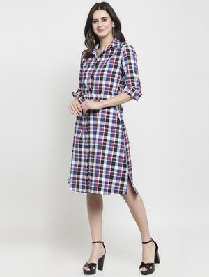 checkered belted shirt dress - 15927535 - Standard Image - 2