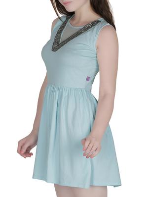 mesh paneled embellished a-line dress - 15927559 - Standard Image - 2