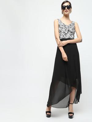 pleat detail floral high low dress - 15928061 - Standard Image - 2