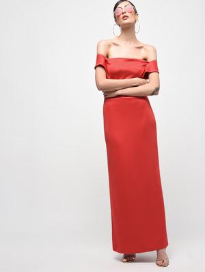 stylized sleeved off shoulder dress - 15928069 - Standard Image - 2
