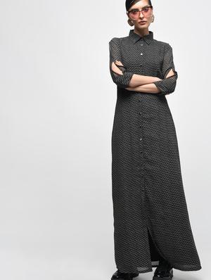 slit sleeved button down maxi dress - 15928072 - Standard Image - 2