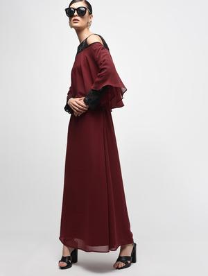 cold shoulder floral lace panel dress - 15928078 - Standard Image - 2