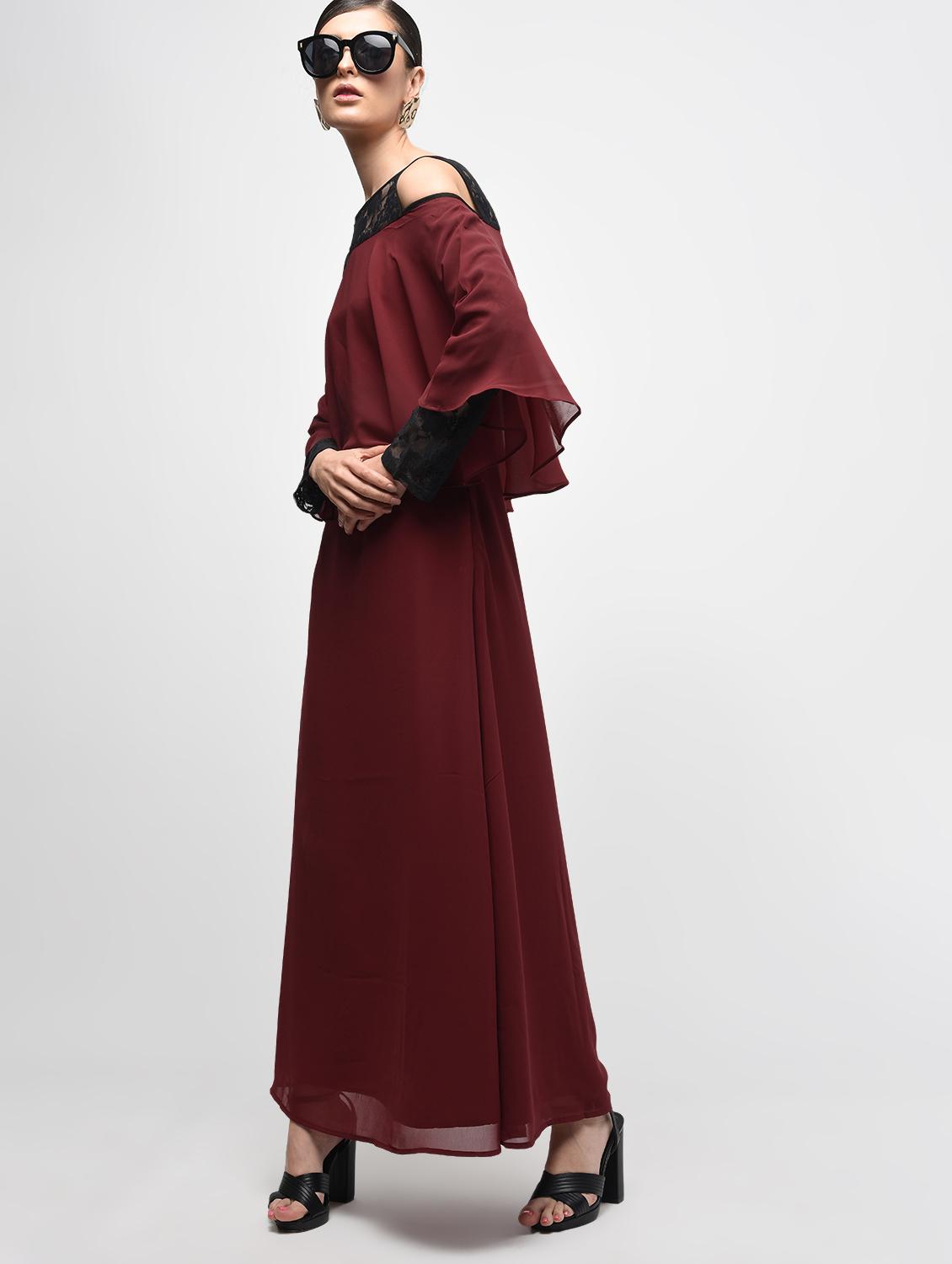 cold shoulder floral lace panel dress - 15928078 - Zoom Image - 2