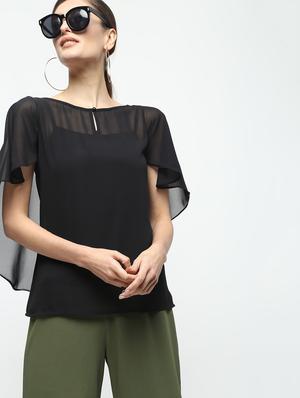 cape detail keyhole neck top - 15928118 - Standard Image - 2