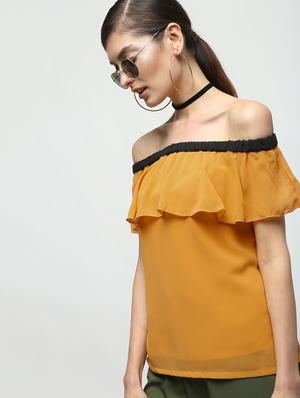 ruffled off shoulder top - 15928120 - Standard Image - 2